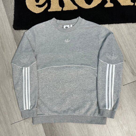 Adidas Originals Center Logo Men's Gray Crewneck Sweatshirt - Size Small - Picture 1 of 8